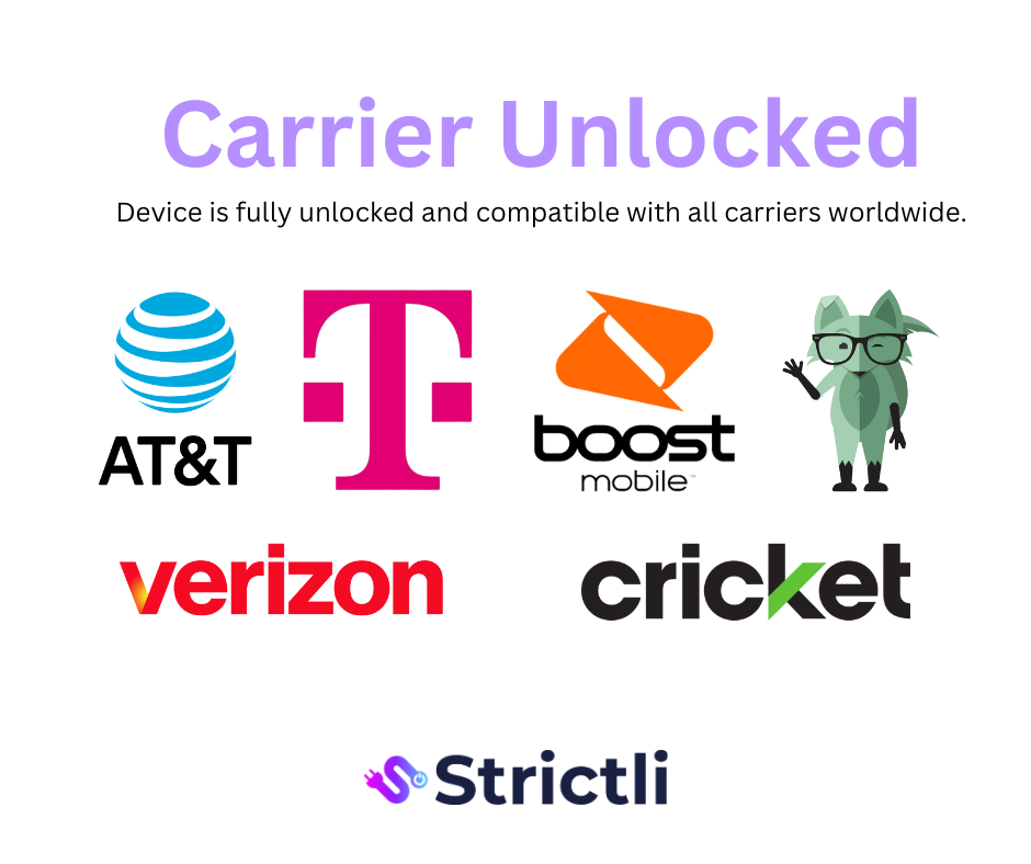 All Cellular Devices come Unlocked and ready to set up with any carrier - Strictli Certified